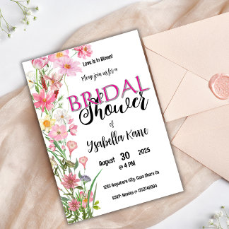 Elegant Roze Floral Bridal Shower Kaart