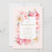 Elegant Roze Floral Bridal Shower Kaart (Voorkant)