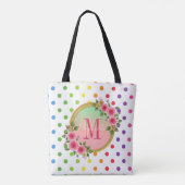 Elegant roze Floral Bridesmaid Monogram Naam Tote Bag (Achterkant)