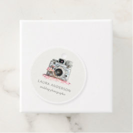 Elegant Roze Floral Camera Fotografie Bedankjes Labels