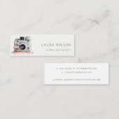 Elegant Roze Floral Camera Fotografie Mini Visitekaartje (Voorkant / Achterkant)