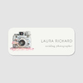 Elegant  Roze Floral Camera Fotografie Naamplaatje (Voorkant)