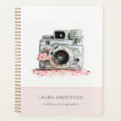 Elegant  Roze Floral Camera Fotografie Planner (Voorkant)