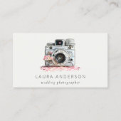 Elegant  Roze Floral Camera Fotografie Visitekaartje (Voorkant)