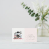 Elegant Roze Floral Camera Fotografie Visitekaartje (Staand voorkant)