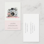 Elegant Roze Floral Camera Fotografie Visitekaartje (Voorkant / Achterkant)