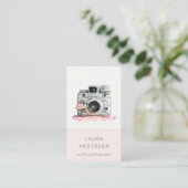 Elegant Roze Floral Camera Fotografie Visitekaartje (Staand voorkant)