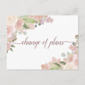 Elegant Roze Floral Change of Wedding Plans Aankondigingskaart (Voorkant)