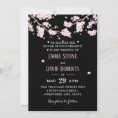Elegant roze Floral Cherry Blossom Wedding Kaart (Voorkant)