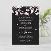 Elegant roze Floral Cherry Blossom Wedding Kaart (Staand voorkant)