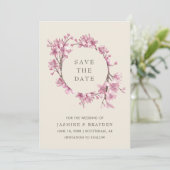 Elegant roze Floral Cherry Blossom Wedding Save The Date (Staand voorkant)