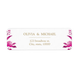 Elegant roze floral Chinoiserie return address Etiket