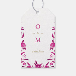 Elegant roze floral Chinoiserie Weddenningmonogram Cadeaulabel