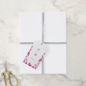 Elegant roze floral Chinoiserie Weddenningmonogram Cadeaulabel (Met Touw)