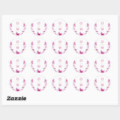 Elegant roze floral Chinoiserie Weddenningmonogram Ronde Sticker (Vel)