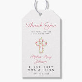 Elegant roze Floral Cross First Community Cadeaulabel