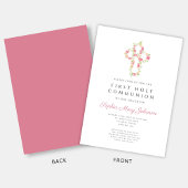 Elegant roze Floral Cross First Community Kaart