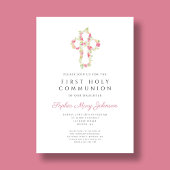 Elegant roze Floral Cross First Community Kaart