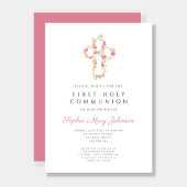 Elegant roze Floral Cross First Community Kaart