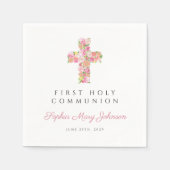 Elegant roze Floral Cross First Community Servet (Voorkant)