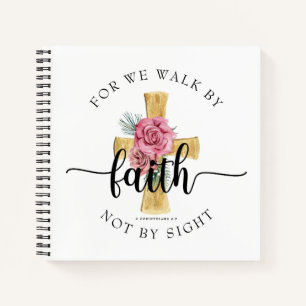Elegant roze Floral Cross Notitieboek