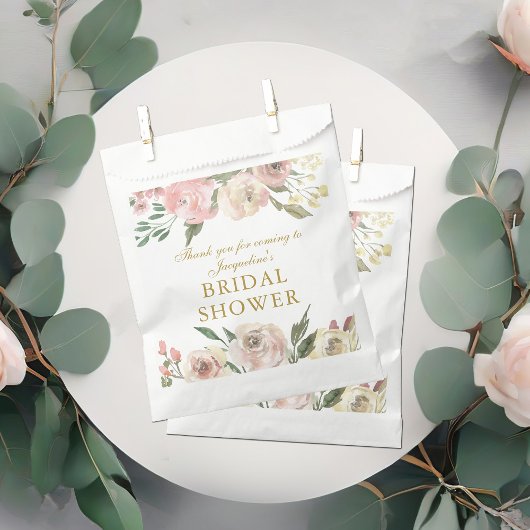 Elegant roze Floral Custom Gold Vrijgezellenfeest Bedankzakje