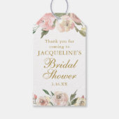 Elegant roze Floral Custom Gold Vrijgezellenfeest Cadeaulabel (Voorkant)