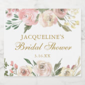 Elegant roze Floral Custom Gold Vrijgezellenfeest Sparkling Wijnetiket (Enkel label)