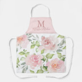 Elegant Roze floral custom monogram apron Schort (Voorkant)