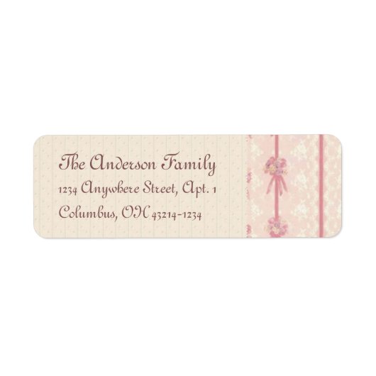 Elegant roze Floral Design Address Label (Voorkant)