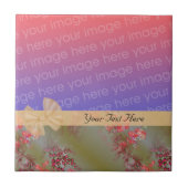 Elegant roze Floral Design Ribbon Uw Foto Tile Tegeltje (Voorkant)