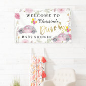 Elegant roze Floral drive by Baby shower Welkom Spandoek (Insitu)