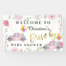 Elegant roze Floral drive by Baby shower Welkom Spandoek
