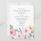 Elegant roze Floral Engagement Party Kaart (Voorkant)