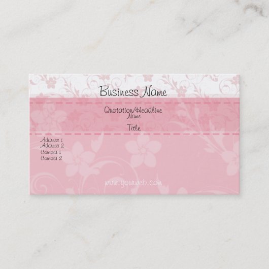 Elegant roze Floral Feminine Visitekaartje (Voorkant)