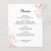 Elegant roze Floral flat-menukaart (Voorkant)