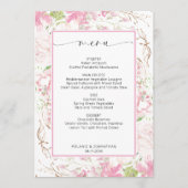 Elegant roze Floral flat-menukaart Menu (Voorkant)