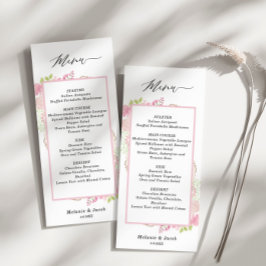 Elegant roze Floral flat-menukaart Menu