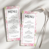 Elegant roze Floral flat-menukaart Menu