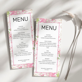 Elegant roze Floral flat-menukaart Menu