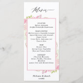 Elegant roze Floral flat-menukaart Menu (Voorkant)