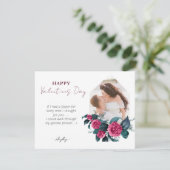 Elegant Roze Floral Foto Horizontale Valentijnse  Feestdagenkaart (Staand voorkant)