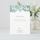 Elegant roze Floral Garden Wedding Reception Card Kaart (Staand voorkant)