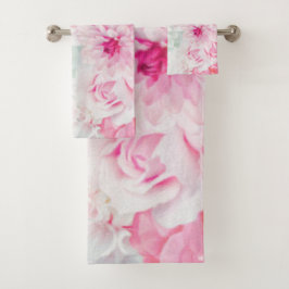 Elegant roze Floral geverfd Bad Handdoek