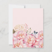 Elegant roze Floral & Glitter 40e verjaardag Kaart (Achterkant)