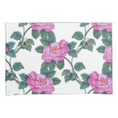 Elegant roze Floral Green Vines Pattern | Kussensloop (Voorkant-Rechts)