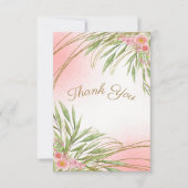 Elegant roze Floral Greenery Waterverf Modern Bedankkaart (Voorkant)