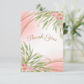 Elegant roze Floral Greenery Waterverf Modern Bedankkaart (Staand voorkant)