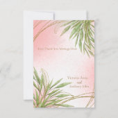 Elegant roze Floral Greenery Waterverf Modern Bedankkaart (Achterkant)