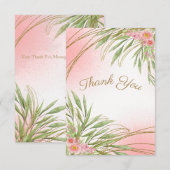 Elegant roze Floral Greenery Waterverf Modern Bedankkaart (Voorkant / Achterkant)